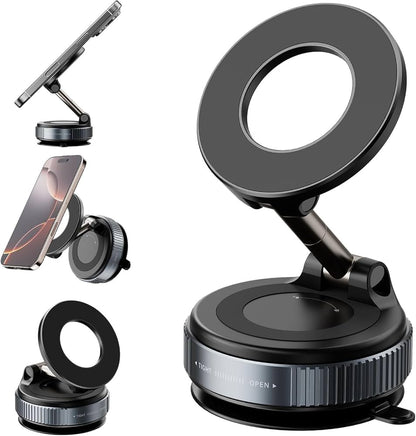 360° Foldable Vacuum Magnetic Phone Holder (حامل هاتف مغناطيسي بقاعدة شفط قابلة للطي بزاوية 360 درجة)