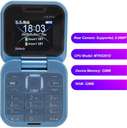 i16 Pro Mini Flip Mobile (هاتف i16 برو الصغير القابل للطي)