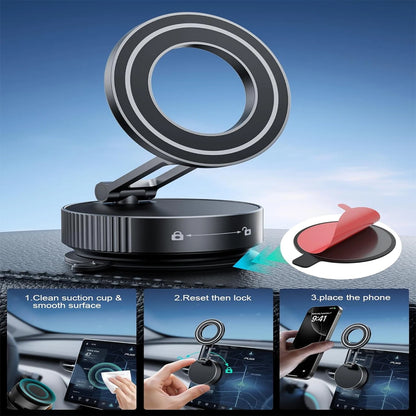 360° Foldable Vacuum Magnetic Phone Holder (حامل هاتف مغناطيسي بقاعدة شفط قابلة للطي بزاوية 360 درجة)